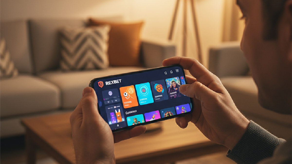 Rexbet platformunda spor bahisleri ve casino oyunlarına kolay erişim sunan mobil uygulama arayüzü
